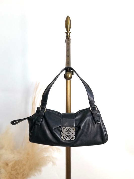 LOEWE Anagram Handbag Shoulder bag Black Vintage pk4pvs