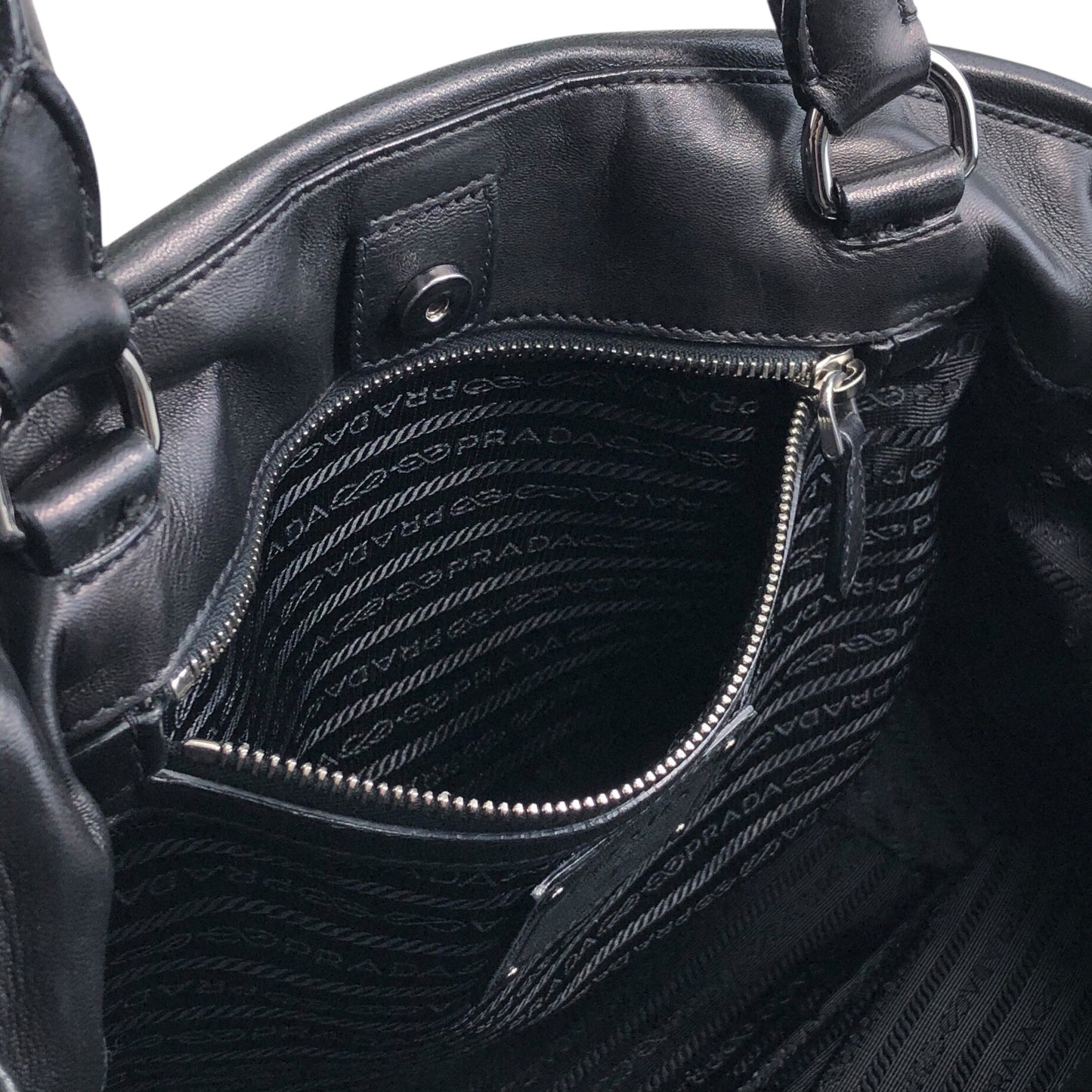 PRADA Logo Handbag Black Vintage bkzmzt
