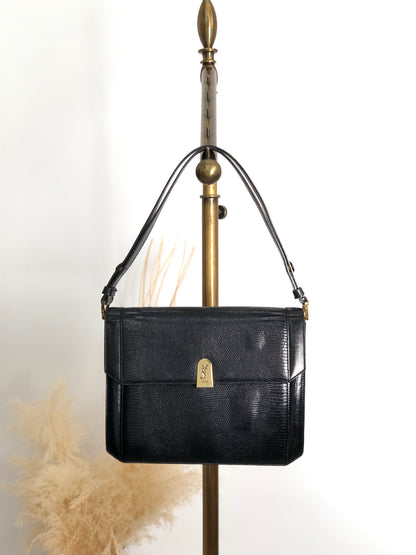 Yves Saint Laurent YSL Logo Shoulder bag Black Vintage 67eb7u