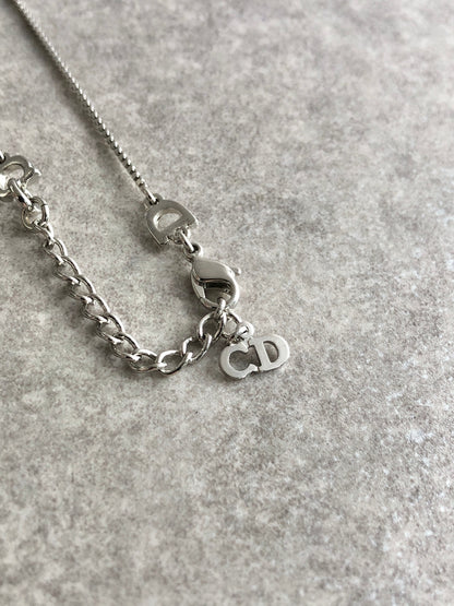 Christian Dior Heart Motif Necklace Silver Vintage xfgtgr