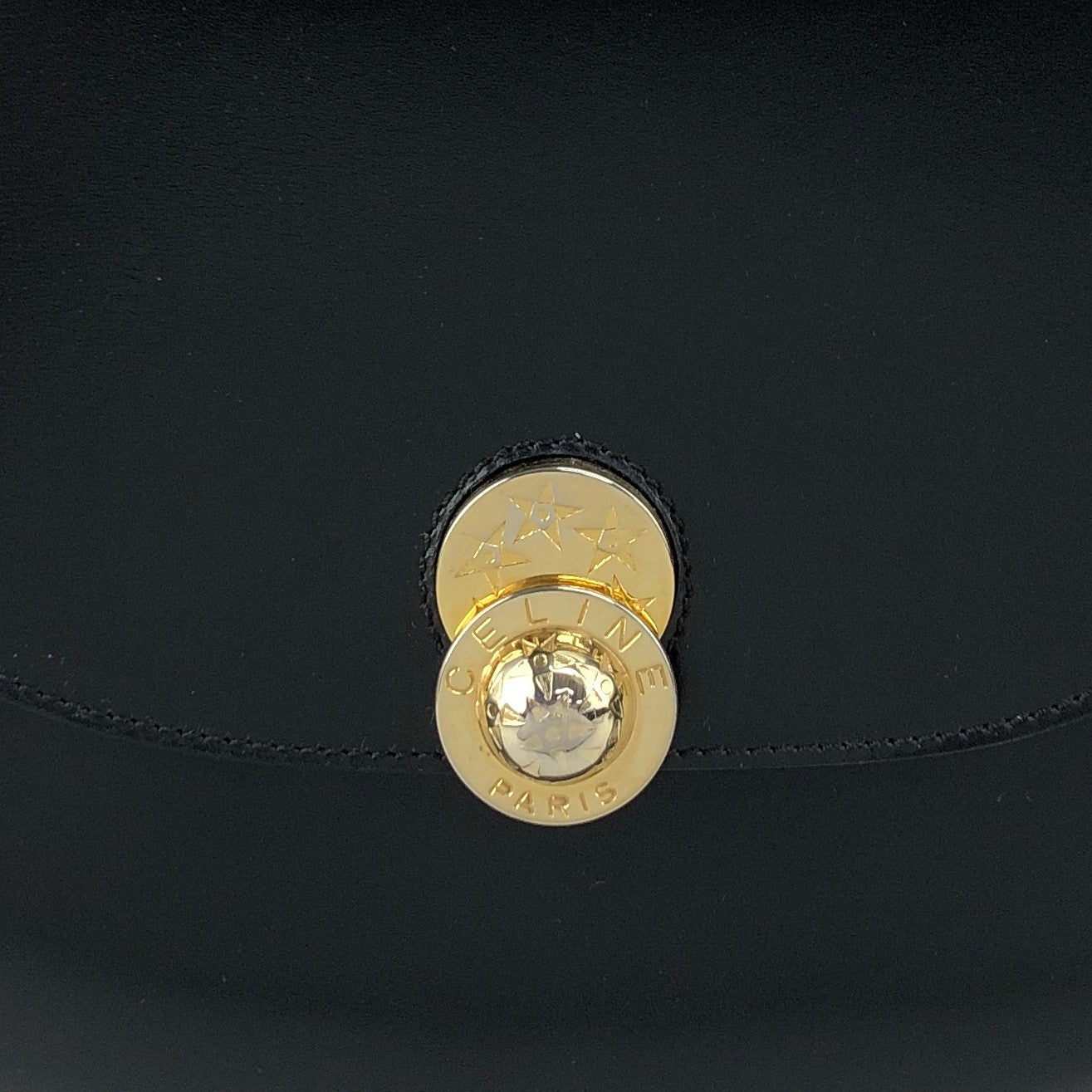 CELINE Starball Top Handle Handbag Black Vintage idde2j