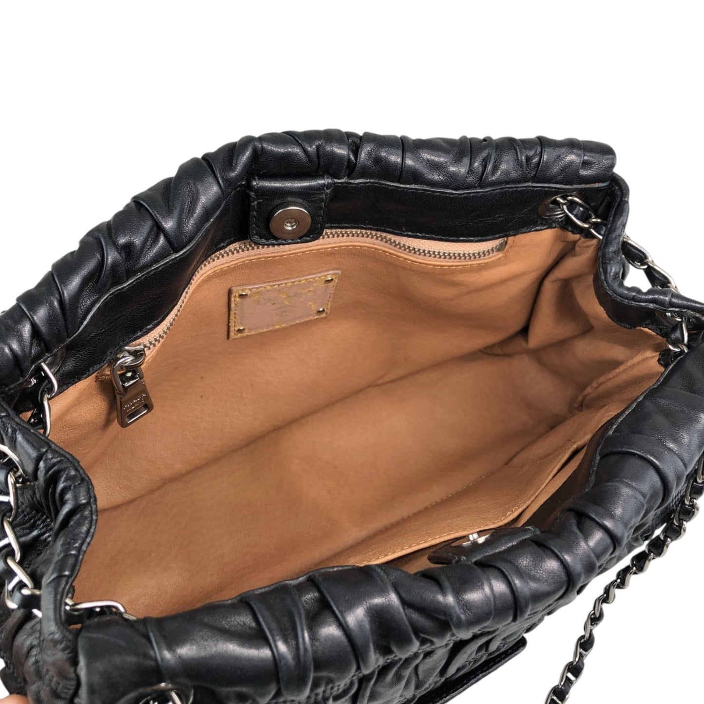 PRADA Logo Lock Chain Shoulder bag Black Vintage v87v8v