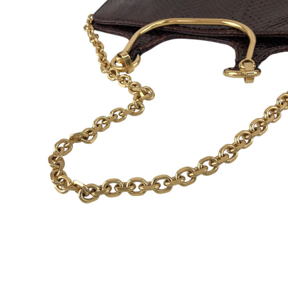 CELINE Two-way Handbag Chain Shoulder bag Brown Vintage 2b68me