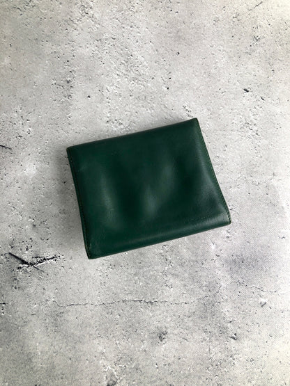 CELINE Gancini Trifold Wallet Green Vintage 4cifcs