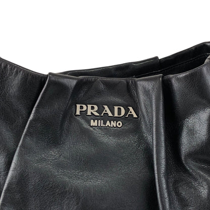 PRADA Logo Shoulder bag Hobobag Black Vintage pbitjd