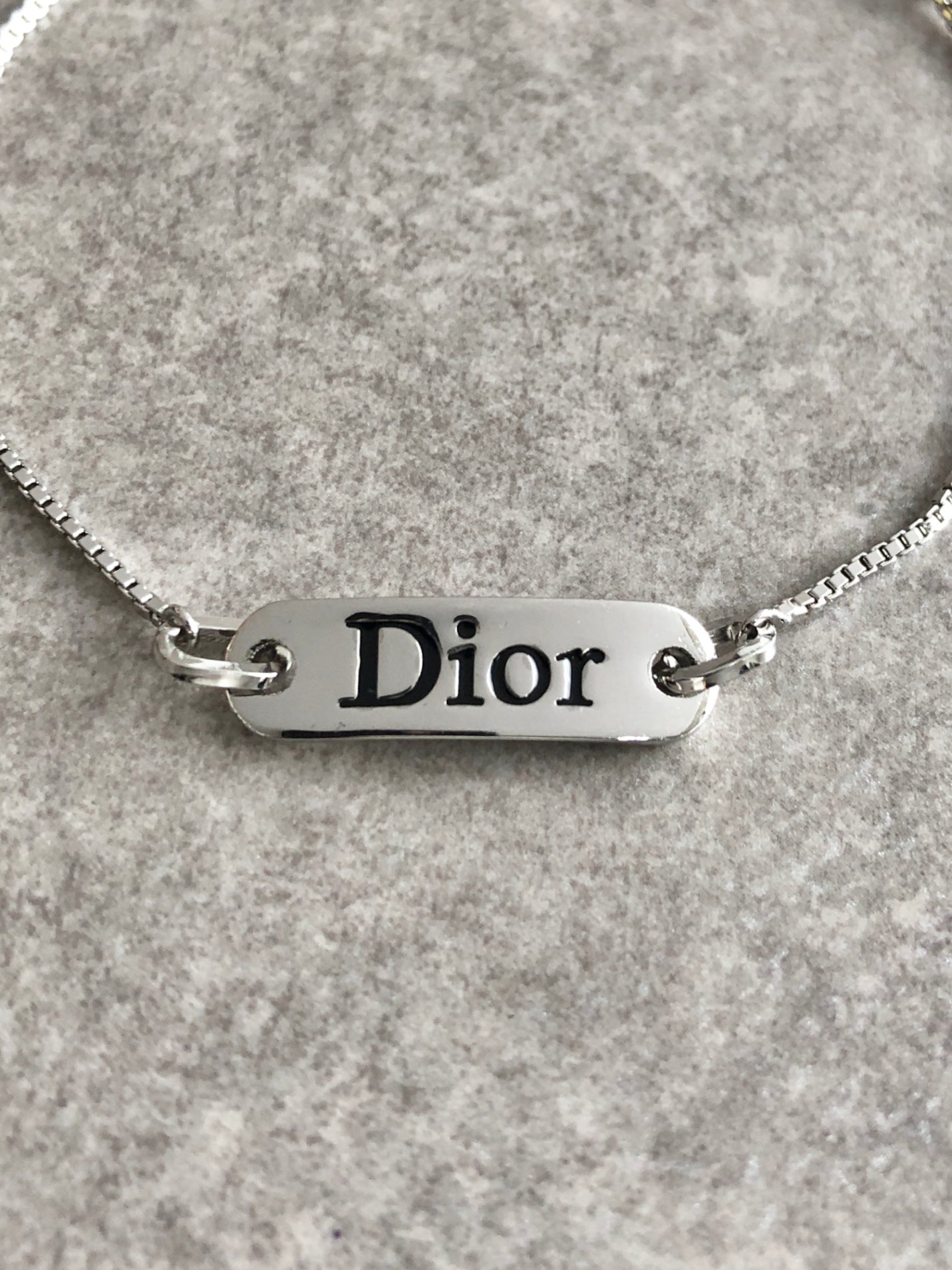 Christian Dior Logo Motif Bracelet Silver Vintage 3fmhik