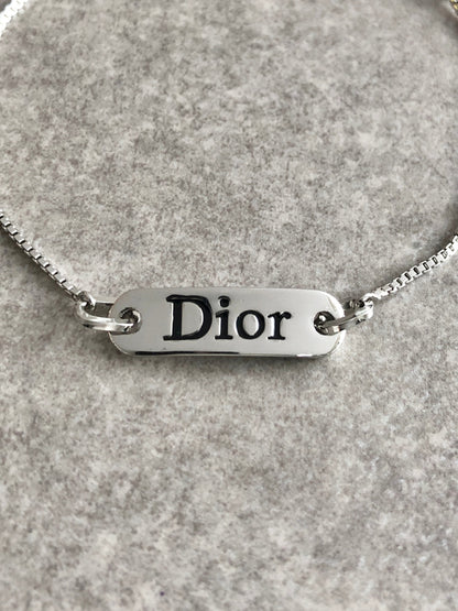 Christian Dior Logo Motif Bracelet Silver Vintage 3fmhik