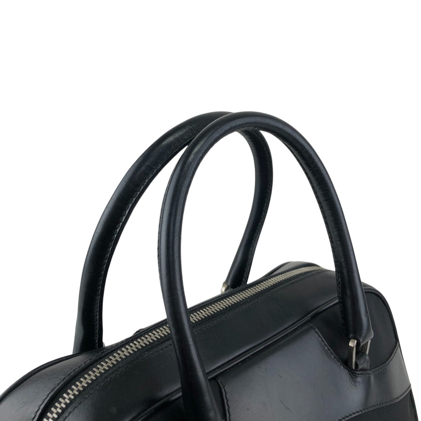 PRADA Tessuto Triangle Logo Small Boston bag Handbag Black Vintage ezhmex