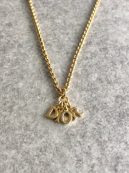 Christian Dior Logo Motifds Necklace Gold Vintage kajf7f