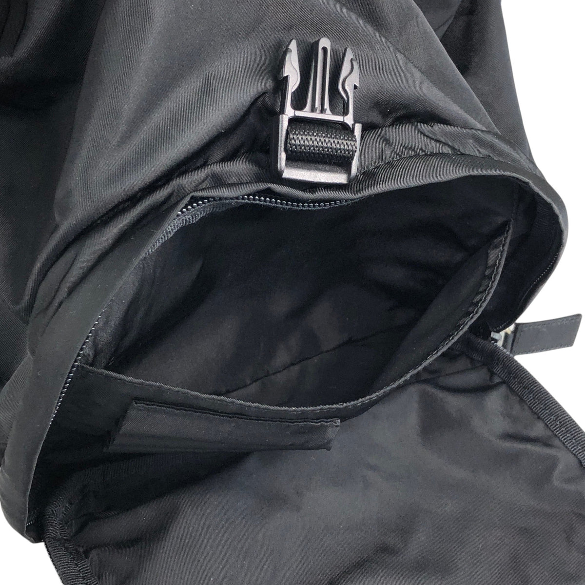 PRADA Tessuto Triangle Logo Front Buckle Backpack Black Vintage 8na4hp
