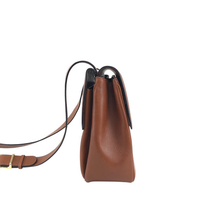 CELINE Gancini Flap Shoulder bag Brown Vintage jx5pxb