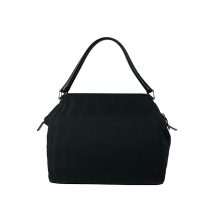 PRADA Tessuto Triangle Logo Handbag Black Vintage 4hjz48