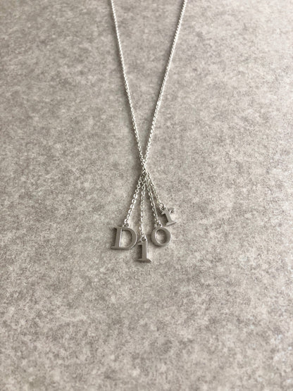 Christian Dior Logo Motif Necklace Silver Vintage f5vwsm