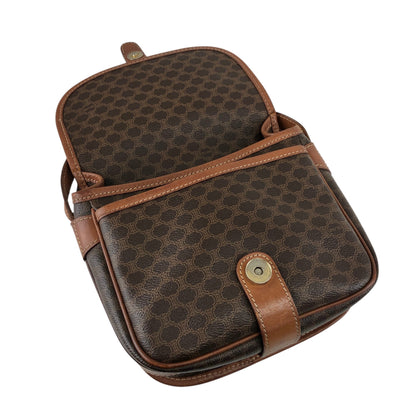 CELINE Macadam Blason Front Buckle Shoulder bag Brown Vintage ketsrv