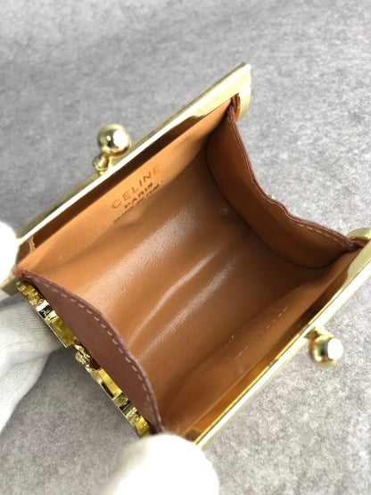 CELINE Macadam Blason Metal Clasp Coin Purse Brown Vintage m4dt4w
