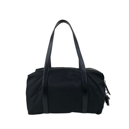PRADA Tessuto Triangle Logo Small Boston bag Handbag Black Vintage kg2zxs