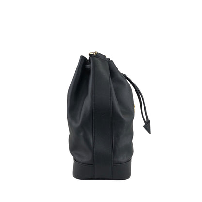 CELINE Gancini Drawstring Shoulder bag Black Vintage 4852gj