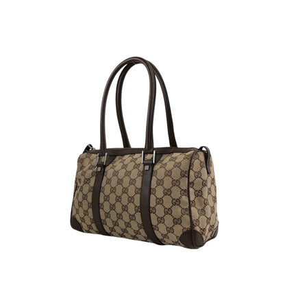 GUCCI GG Canvas Small Boston bag Handbag Brown Vintage ms6dsn