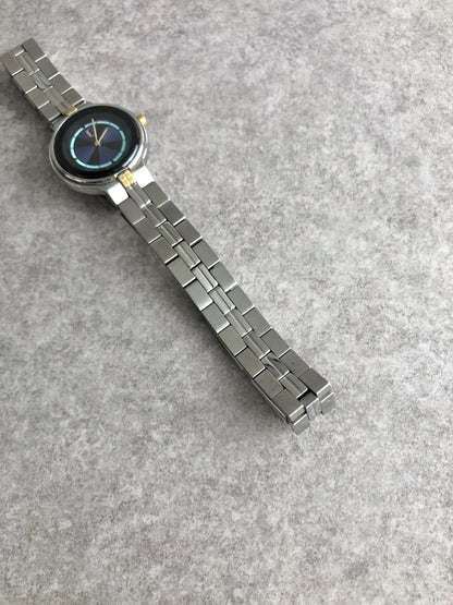 Yves Saint Laurent YSL Logo Quartz Watch Silver×Blue 5421-H13855 Vintage csc6hf