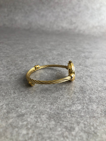 GUCCI Logo Bangle Quartz Watch Gold×Black 2700.2.L Vintage bykvde