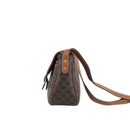 CELINE Macadam Blason Front Buckle Shoulder bag Brown Vintage baktxn