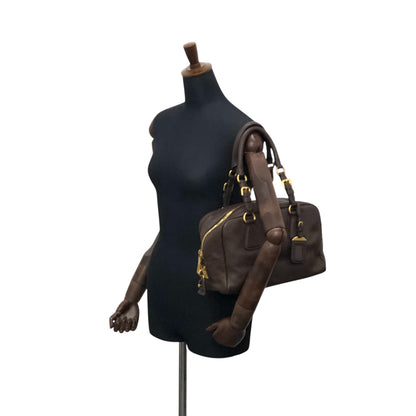 PRADA Logo Handbag Shoulder bag Brown Vintage wddeyg