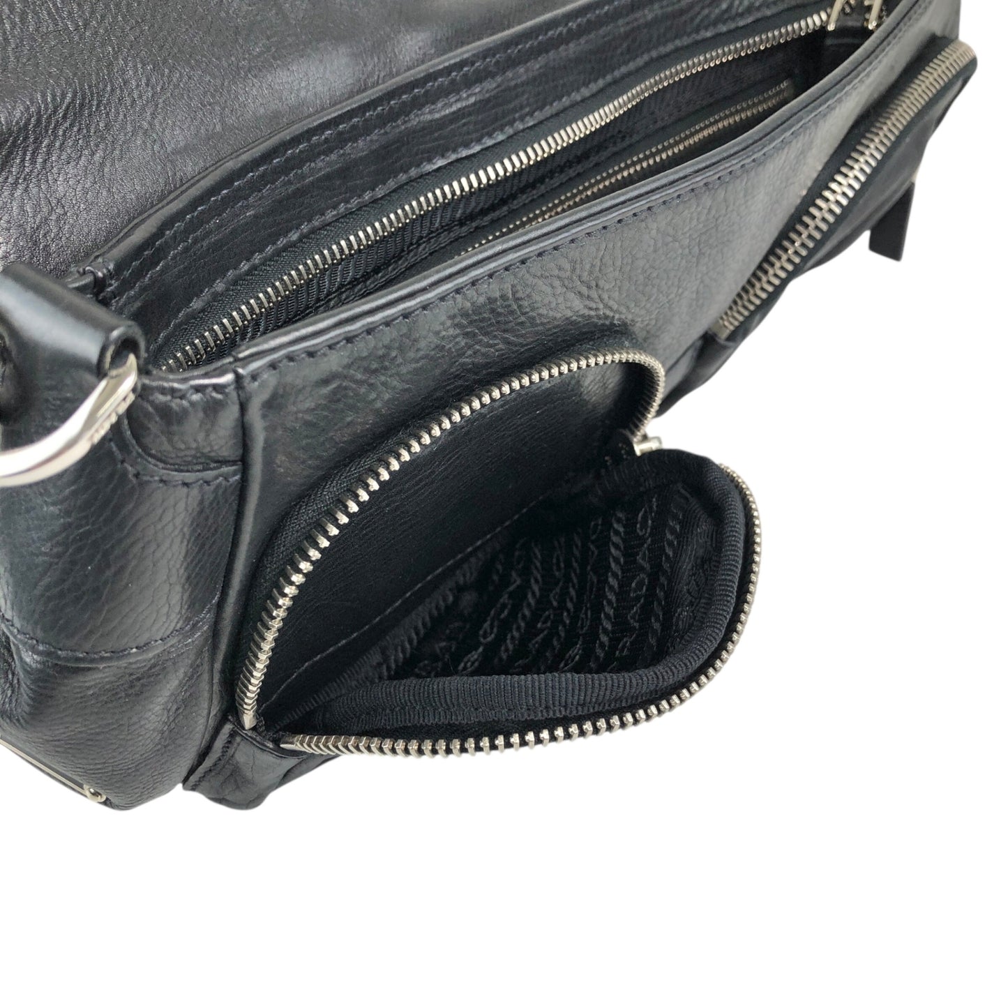 PRADA Triangle Logo Front Buckle  Shoulder bag Black Vintage  wsw3t2