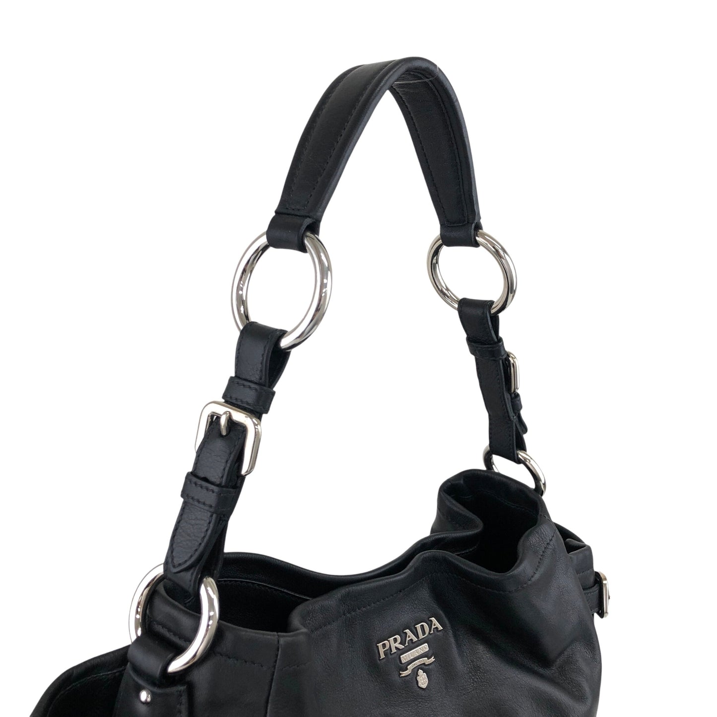 PRADA Logo Handbag Black Vintage 33emnt