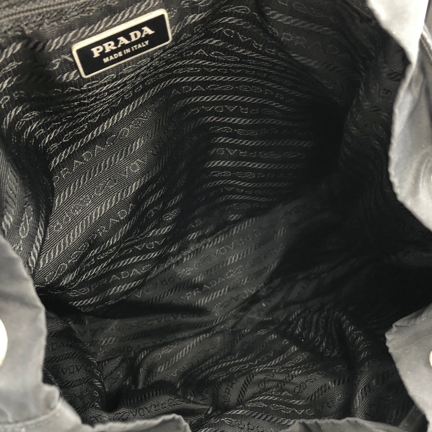 PRADA Triangle Logo Double Pocket Nylon Backpack Black Vintage b8jckr