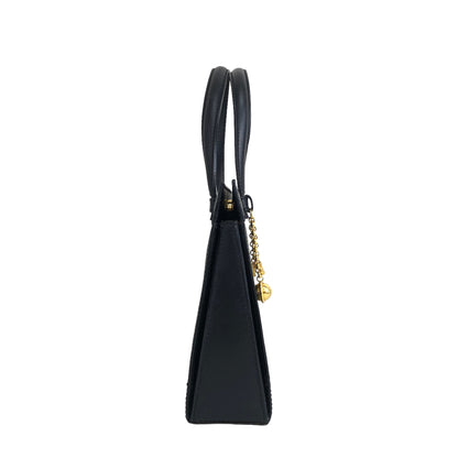 CELINE Starball 凱旋門吊飾皮革手提包黑色復古 3hfzux 