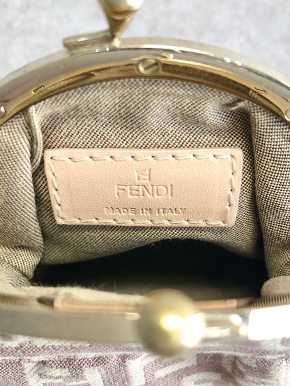 FENDI Zucca Logo Metal Clasp Coin Purse Brown Vintage vawx3g