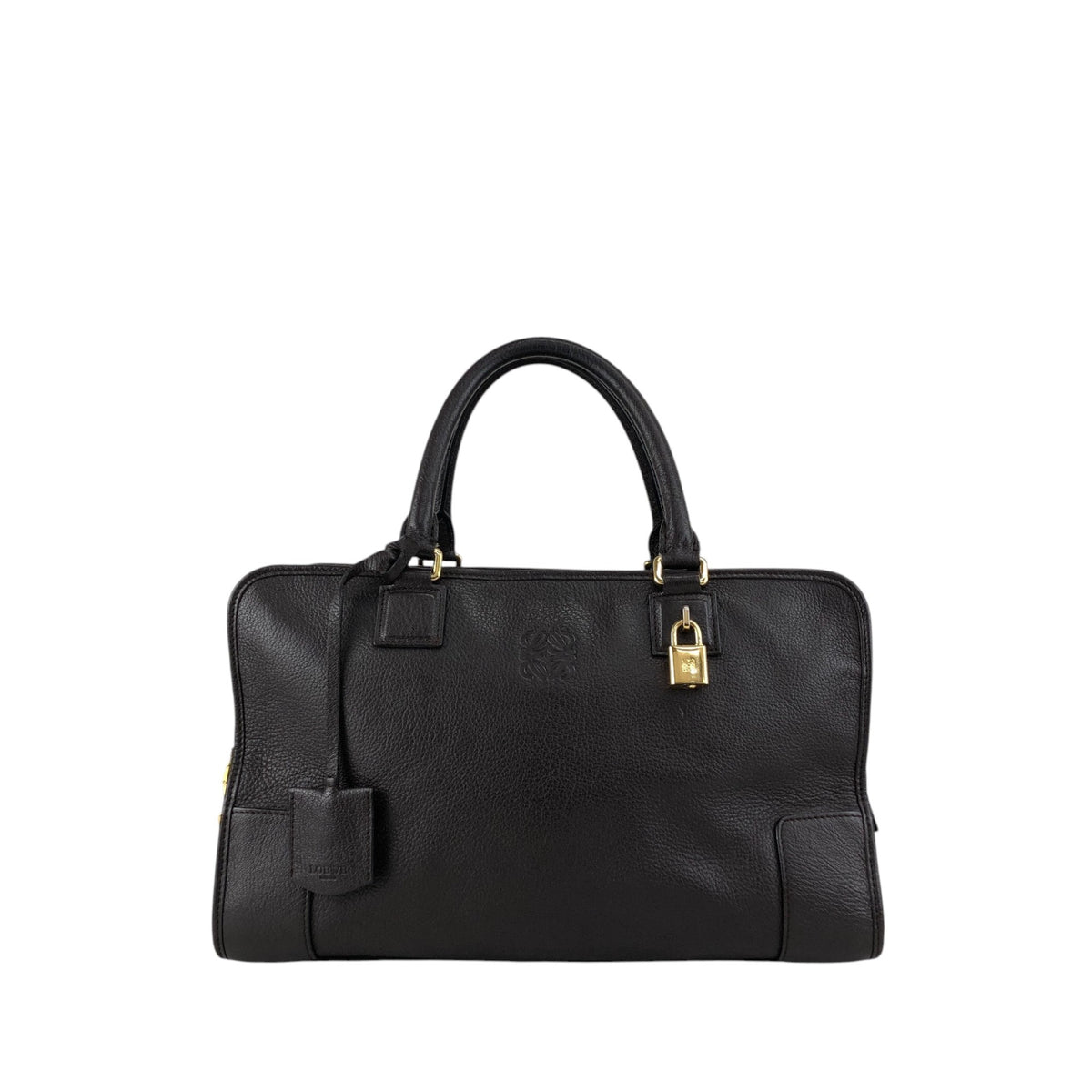 LOEWE Amazona36 Anagram Handbag Boston bag Dark Brown Vintage ihmrwb