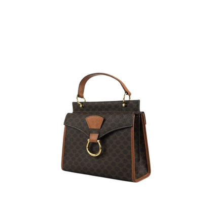 CELINE Macadam Gancini Two-way Handbag Shoulder bag Brown Vintage kgm5ej