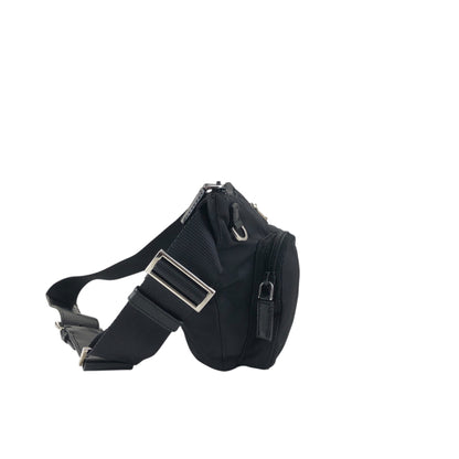 PRADA Triangle Logo Front Pocket Shoulder bag Black Vintage cydhig