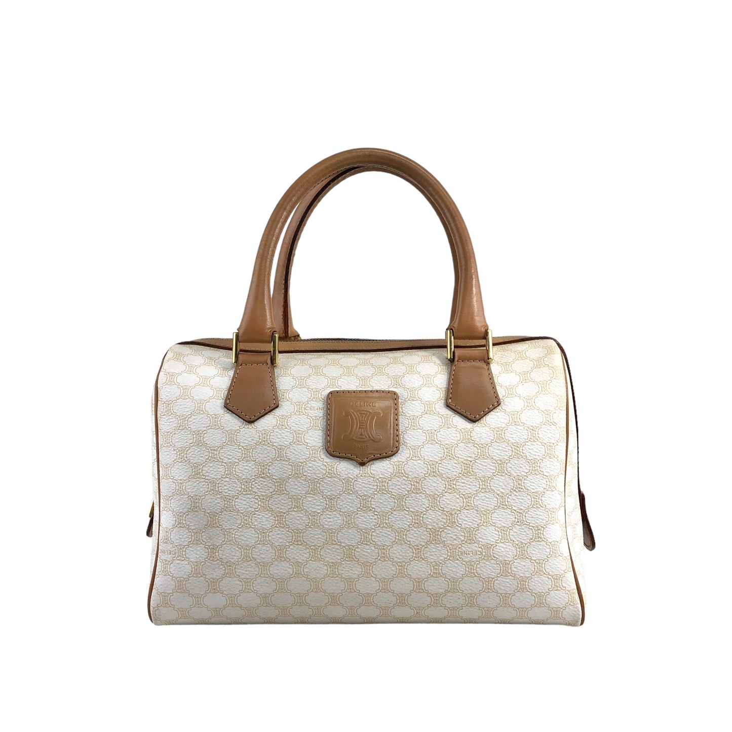 CELINE Macadam Blason Handbag Boston bag White Vintage tysvnn