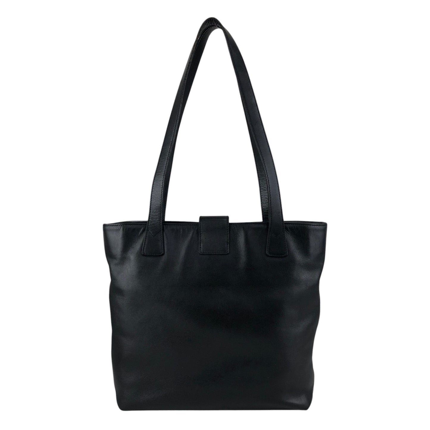CHANEL Logo Handbag Totebag Black Vintage 6vtcfe