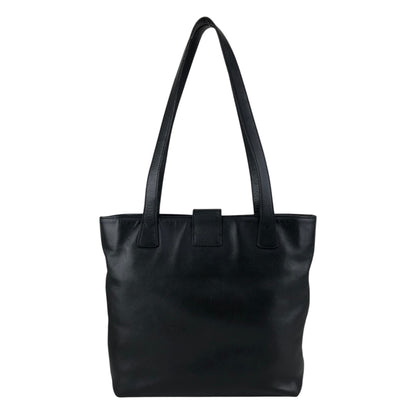 CHANEL Logo Handbag Totebag Black Vintage 6vtcfe