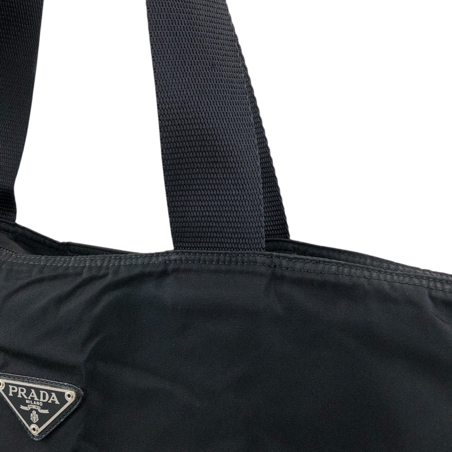 PRADA Tessuto Triangle Logo Handbag Totebag Black Vintage crng7f