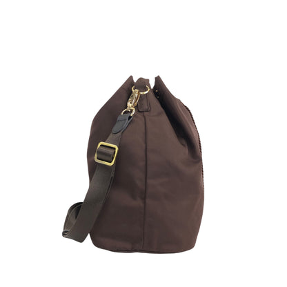 PRADA Logo Embroidery Drawstring Shoulder bag Brown Vintage ksgst8