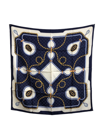 Cartier Scarf Blue×White Vintage xwy6zt