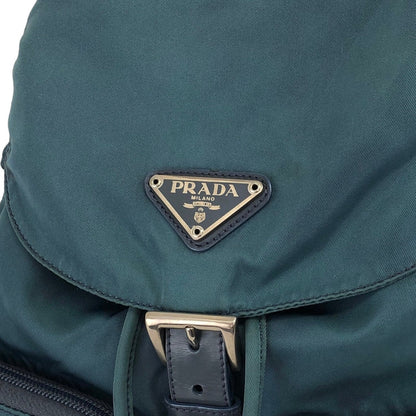 PRADA Triangle Logo Double Pocket Backpack Blue Vintage ztu2a7