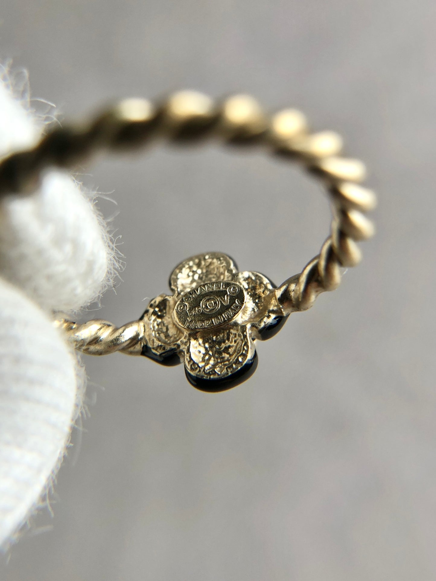 CHANEL Camellia Ring Gold Vintage 55upc6