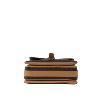 CELINE Macadam Blason Front Buckle Shoulder bag Brown Vintage zfp76j