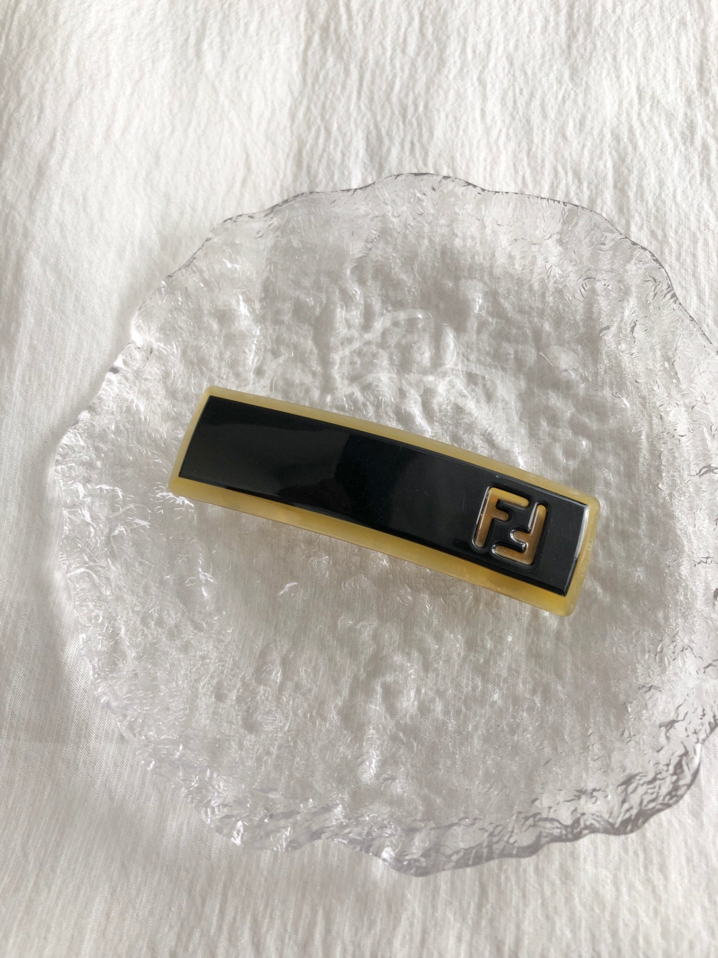 FENDI Logo Barrette Brown×Black Vintage wdydr8