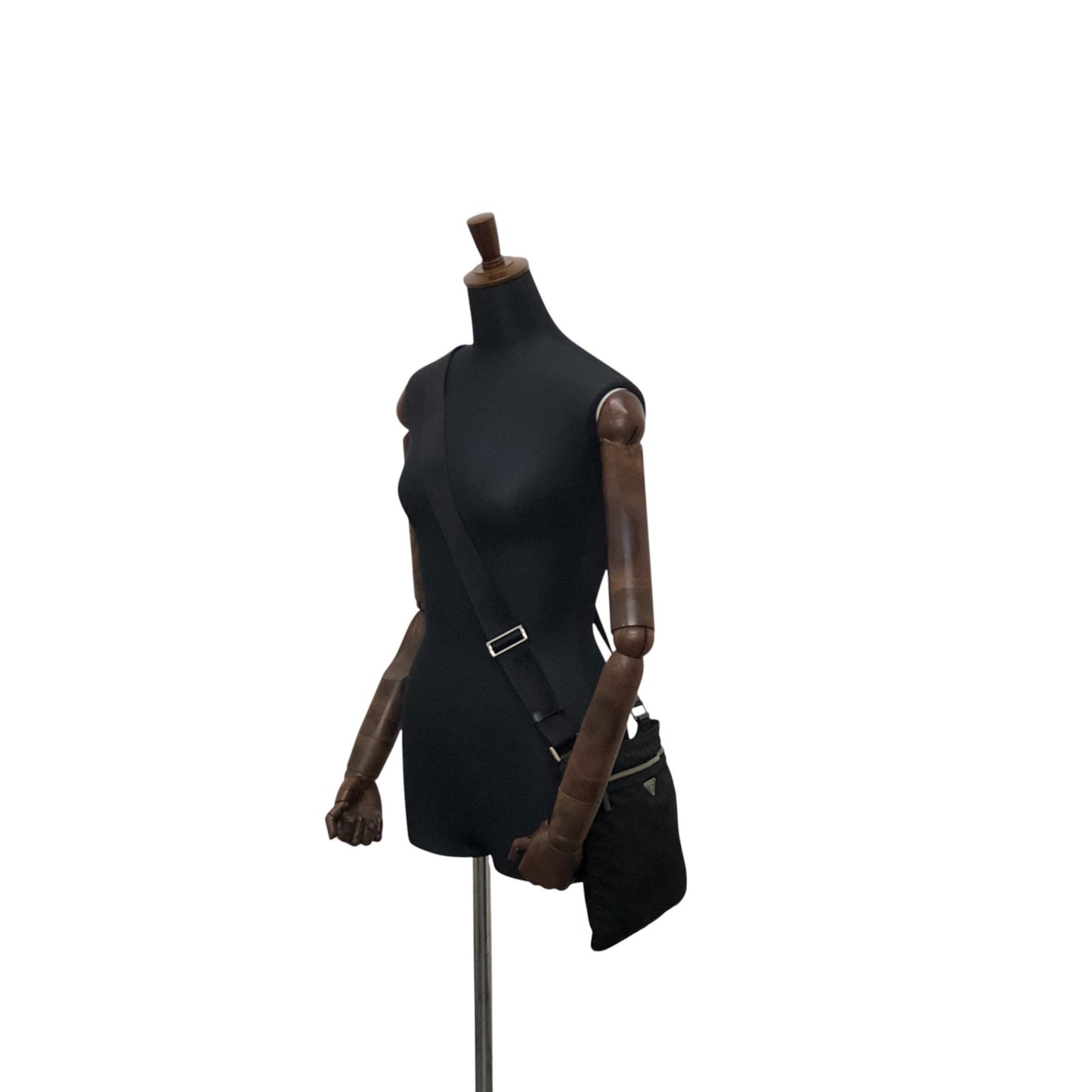 PRADA Tessuto Triangle Logo Shoulder bag Black Vintage mdycd2