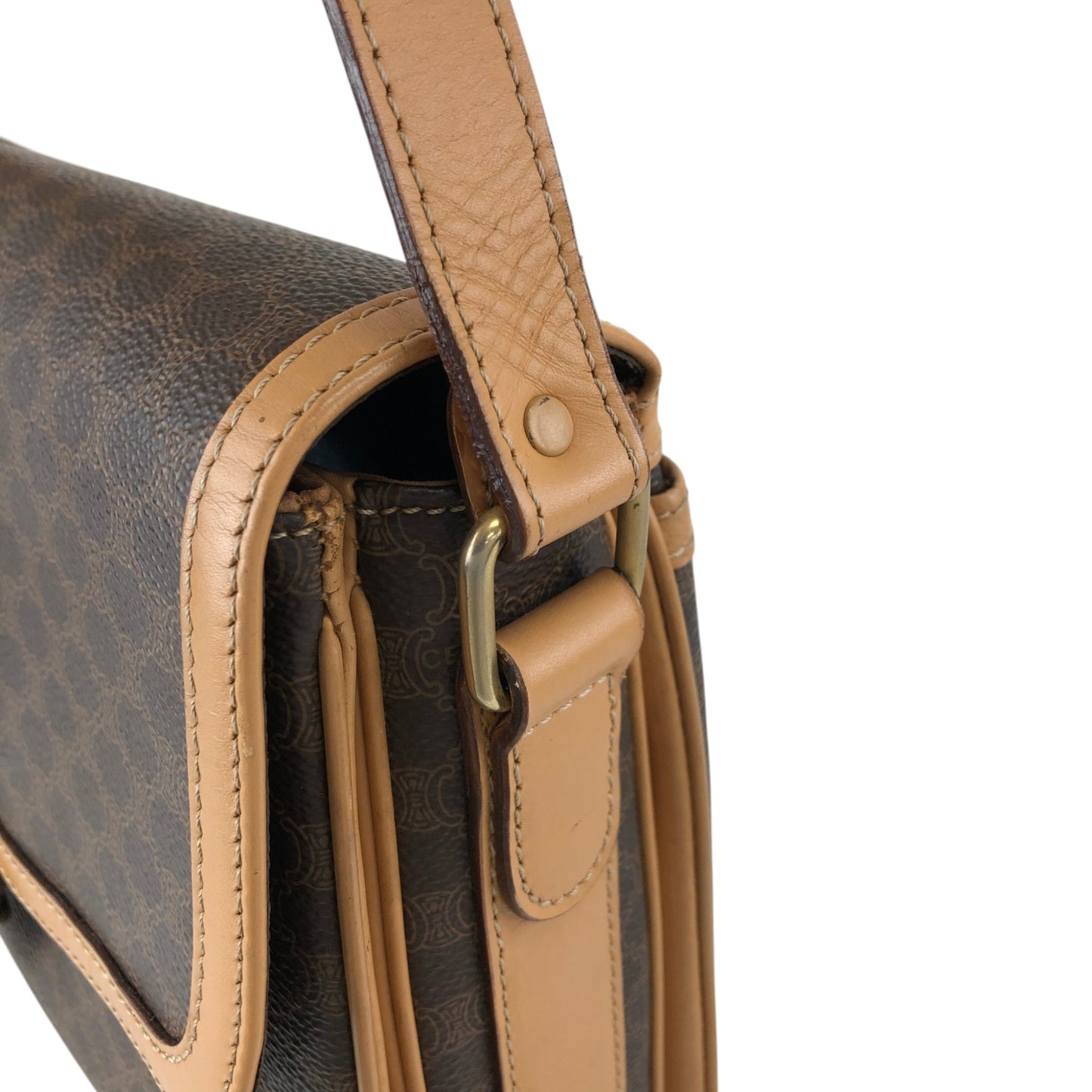 CELINE Macadam Horse Bit Shoulder bag Brown Vintage jdj37k