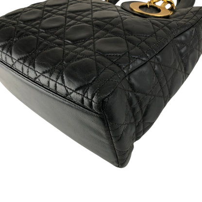 Christian Dior Lady Dior Cannage Charm Handbag Black Vintage 5udh48