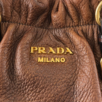 PRADA Logo  Handbag Totebag Brown Vintage  2ssadw