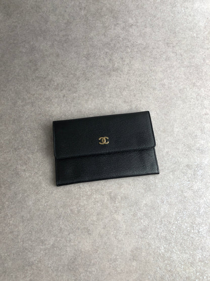 CHANEL Coco Mark Folded Wallet Black Vintage b46bgz
