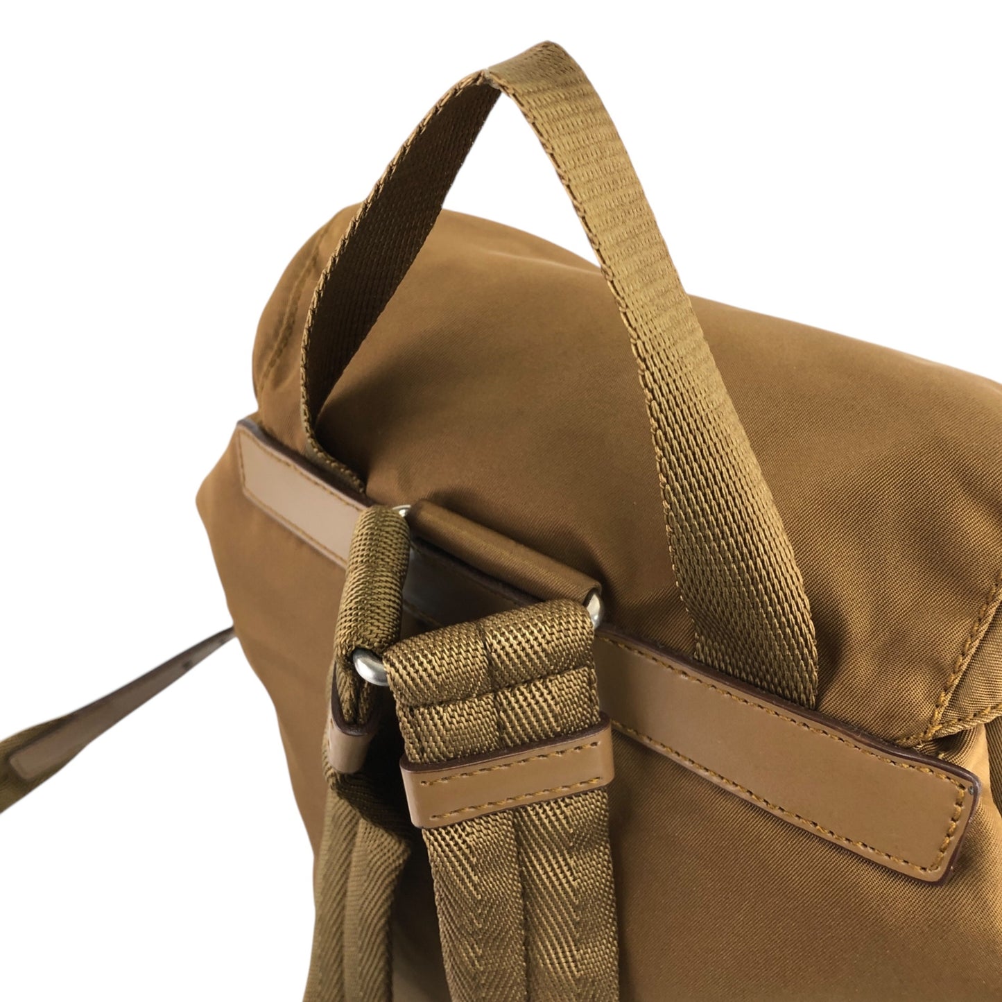 PRADA Triangle Logo Double Pocket Backpack Brown Vintage rne3iv